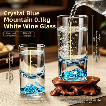 Elegantný, ľahký a luxusný pohár baijiu s nalievačom, sada krištáľového riadu, poháre na víno Blue Mountain 1-2 liang, sada na víno v čínskom štýle