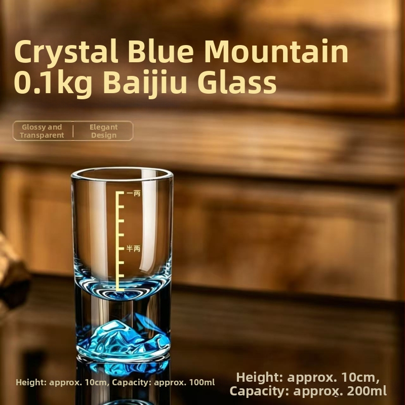 Elegantný, ľahký a luxusný pohár baijiu s nalievačom, sada krištáľového riadu, poháre na víno Blue Mountain 1-2 liang, sada na víno v čínskom štýle