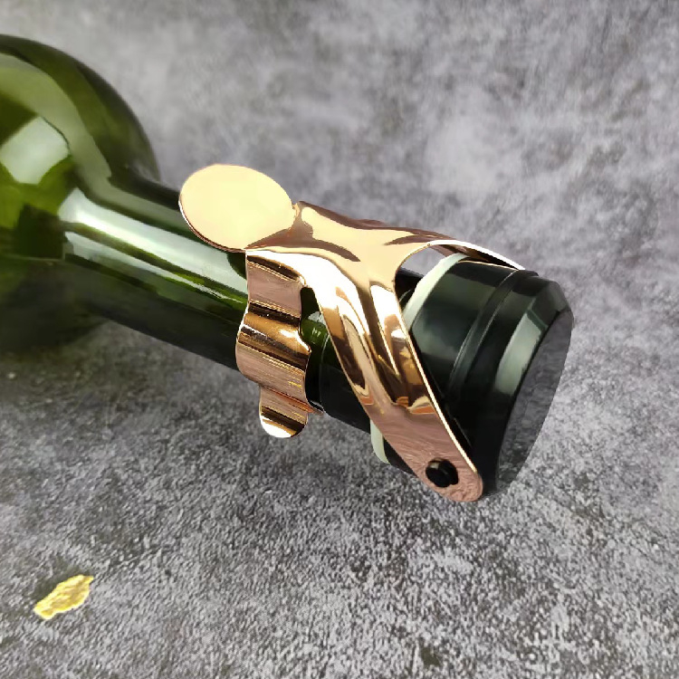 Emberalakú pezsgődugó, kézben tartható, légmentes zárású, vörösbor-stílusú design, ünnepi ajándékdoboza