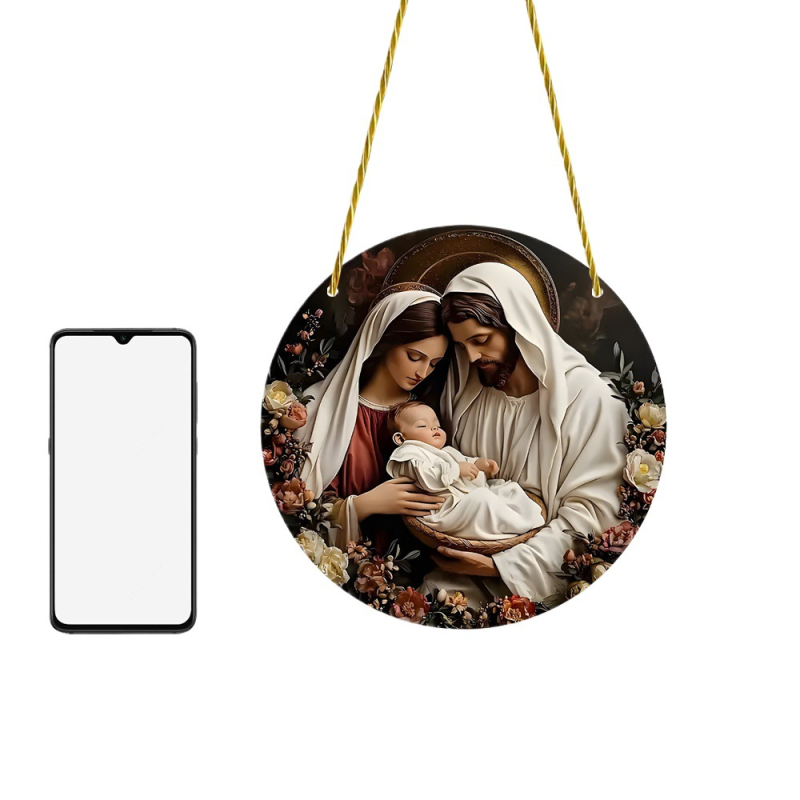 Decorațiune murală din acrilic colorat, disc circular și pandantiv din lanț