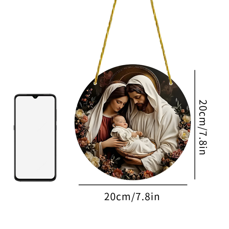 Decorațiune murală din acrilic colorat, disc circular și pandantiv din lanț