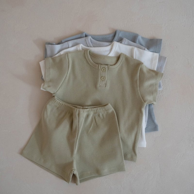 Set din două piese pentru copii, stil coreean, top din bumbac cu nasturi și pantaloni scurți, pentru vară