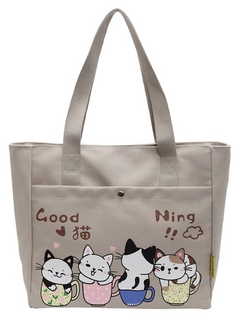 Geantă din canvas pentru femei, capacitate mare, casual, primăvara 2025, tote cu curea de umăr, stil japonez desen animat