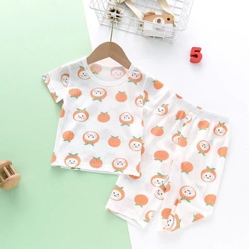 Set de vară pentru bebeluși din bumbac pur: tricou cu mânecă scurtă respirabil și pantaloni capri, unisex, protecție împotriva țânțarilor