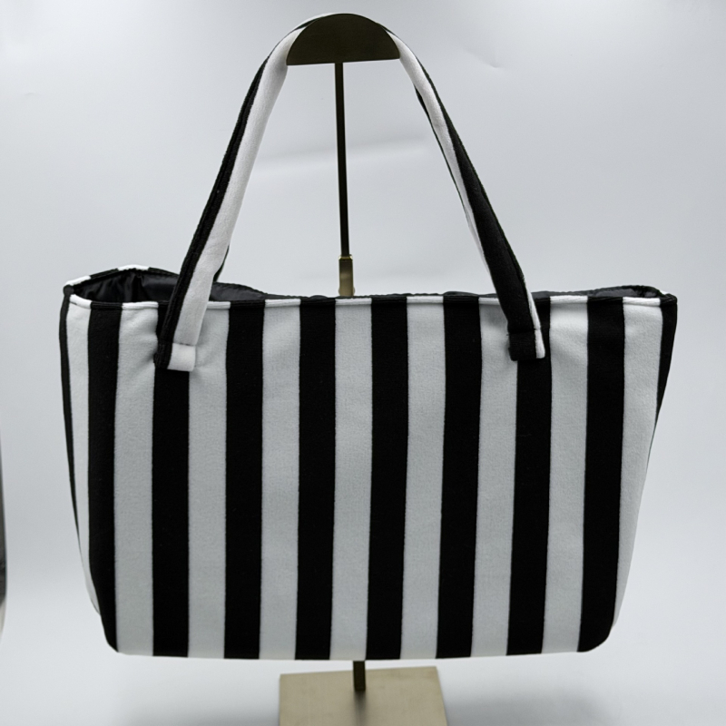 Geantă tote cu dungi, capacitate mare pentru depozitare în călătorii, geantă de mână din poliester, personalizabil