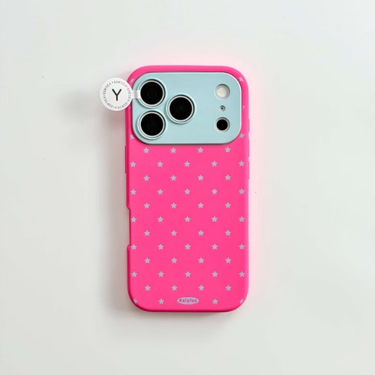 Carcasă de protecție în stil Ins, design minimalist cu blocuri de culoare și stele, acoperire completă, compatibilă cu iPhone 17 Pro Max, iPhone 16 Pro și noul model 15