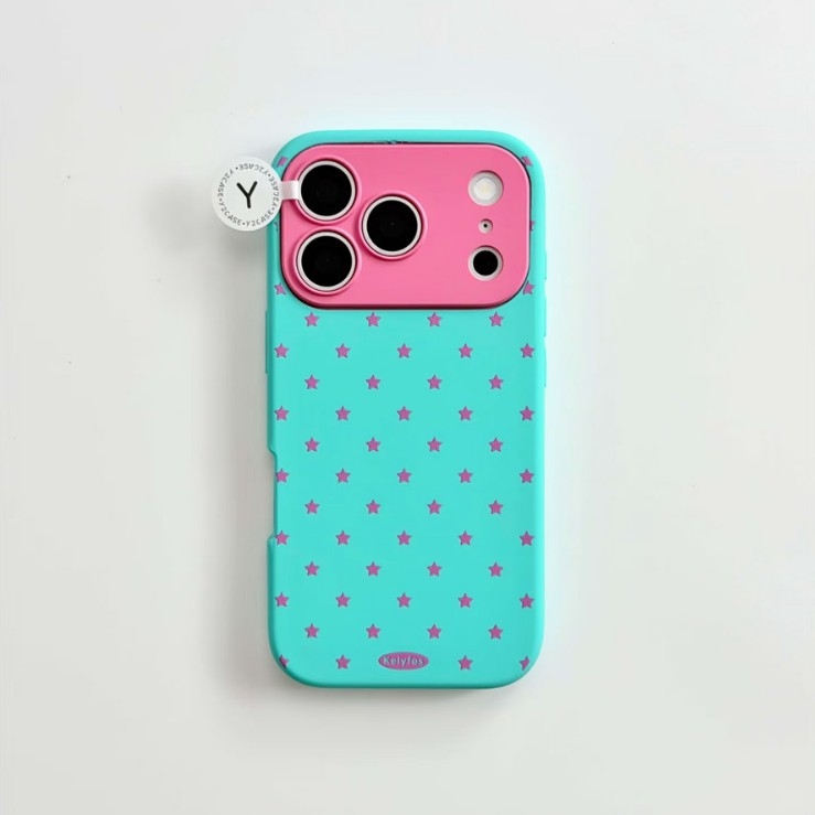 Carcasă de protecție în stil Ins, design minimalist cu blocuri de culoare și stele, acoperire completă, compatibilă cu iPhone 17 Pro Max, iPhone 16 Pro și noul model 15