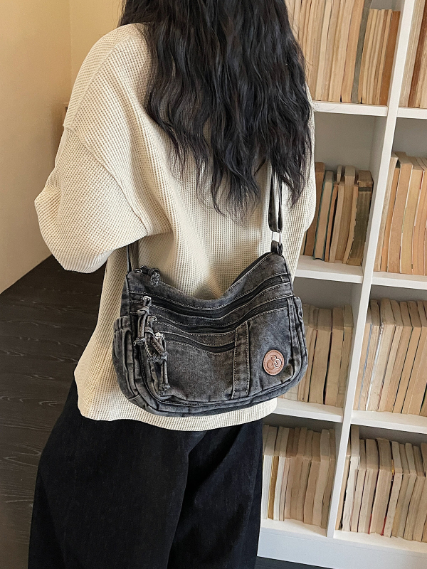 Geantă crossbody din denim pentru femei, capacitate mare, utilizare zilnică, versatilă