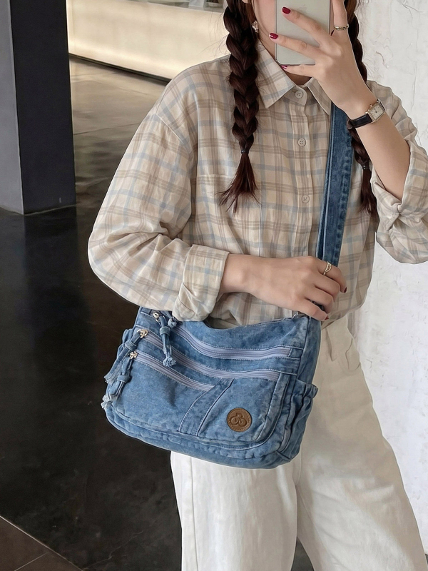 Geantă crossbody din denim pentru femei, capacitate mare, utilizare zilnică, versatilă