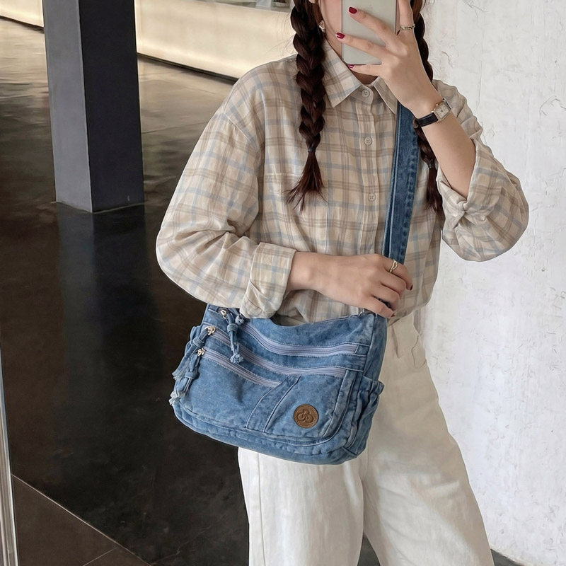 Geantă crossbody din denim pentru femei, capacitate mare, utilizare zilnică, versatilă