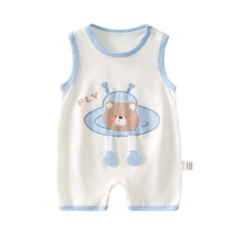 Salopetă de vară din bumbac pentru nou-născuți, fără mâneci, unisex
