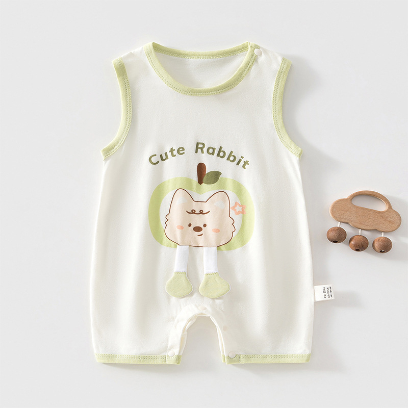 Salopetă de vară din bumbac pentru nou-născuți, fără mâneci, unisex