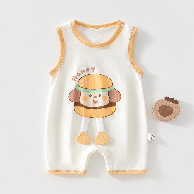Salopetă de vară din bumbac pentru nou-născuți, fără mâneci, unisex