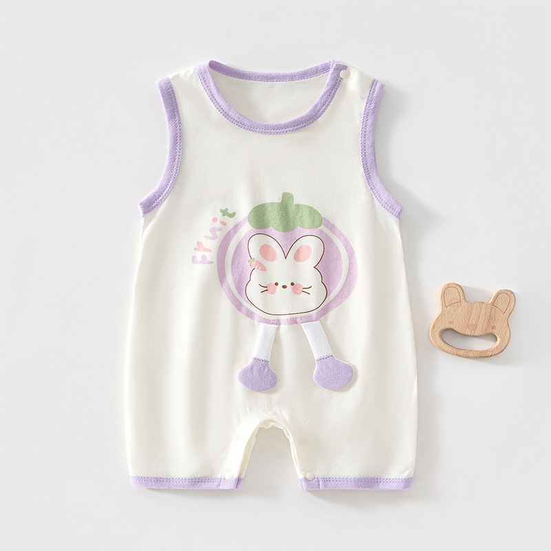 Salopetă de vară din bumbac pentru nou-născuți, fără mâneci, unisex