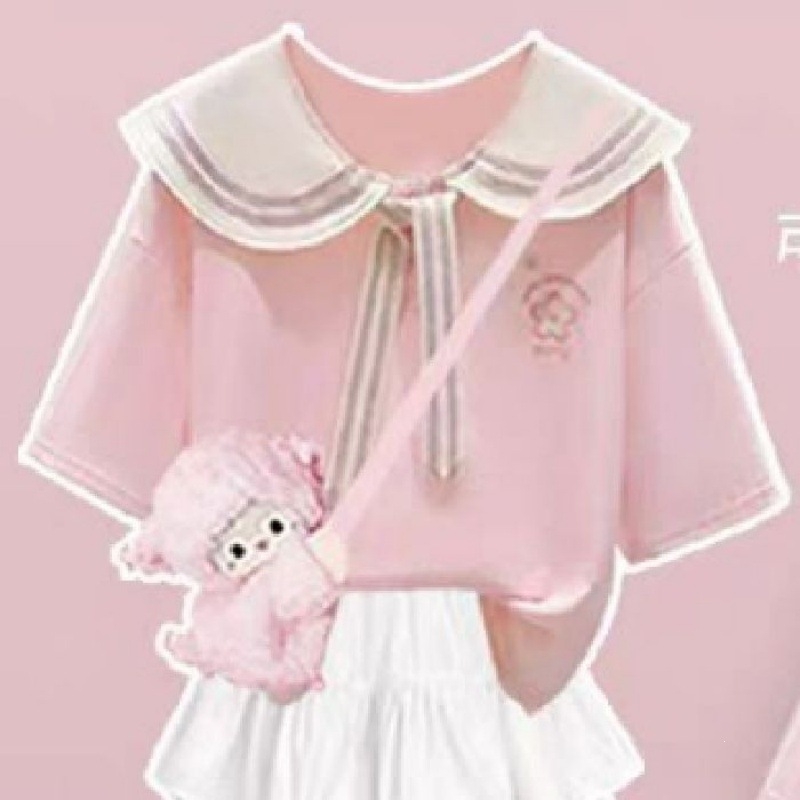 Set de vară pentru fete, două piese, stil coreean, 100% bumbac