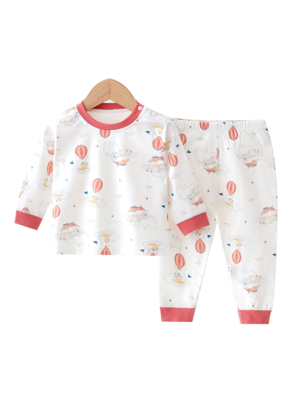 Set din două piese din bumbac pentru bebeluși: tricou cu mâneci lungi și pantaloni, pentru primăvară, toamnă și iarnă