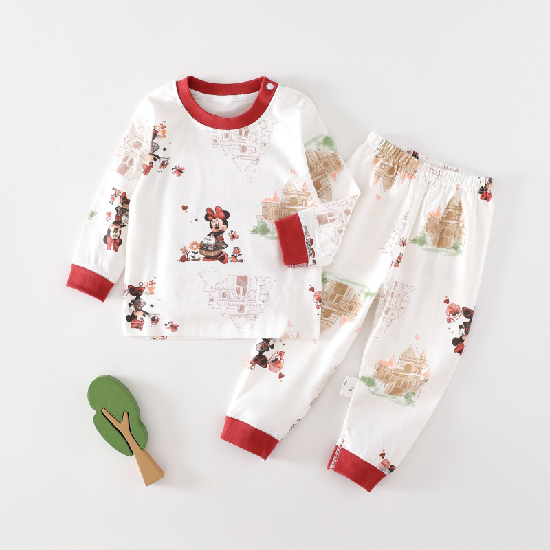 Set din două piese din bumbac pentru bebeluși: tricou cu mâneci lungi și pantaloni, pentru primăvară, toamnă și iarnă