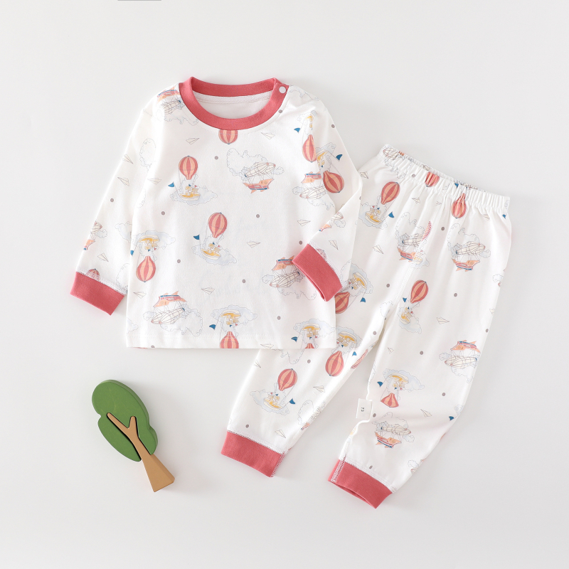 Set din două piese din bumbac pentru bebeluși: tricou cu mâneci lungi și pantaloni, pentru primăvară, toamnă și iarnă