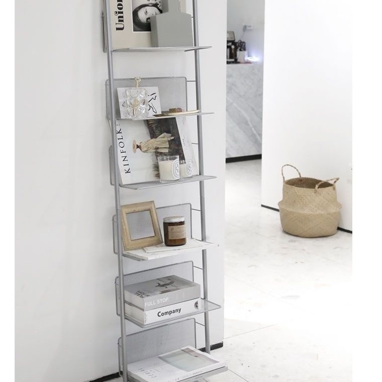 Bibliotecă de podea pentru reviste, cu suport pentru ziare și CD-uri, stil vintage de studio