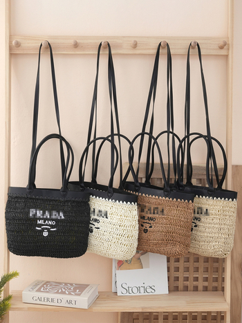 Geantă din paie, țesătură împletită, capacitate mare, curea de umăr – crossbody pentru femei