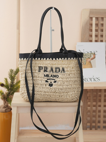 Geantă din paie, țesătură împletită, capacitate mare, curea de umăr – crossbody pentru femei