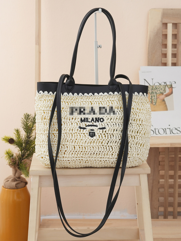 Geantă din paie, țesătură împletită, capacitate mare, curea de umăr – crossbody pentru femei