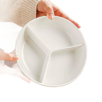 Rizier ceramic cu tavă de abur în trei compartimente, grilă de abur, farfurie pentru cină, abur pentru mâncare de bebeluși, gătit într-o oală, bol de abur divizat