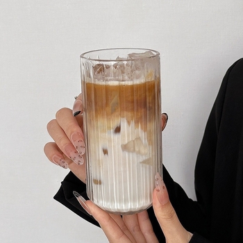 Ceașcă din sticlă cu model sabie pentru Americano rece, pahar transparent în stil Instagram pentru latte, sucuri și băuturi, fără mâner, pentru uz casnic