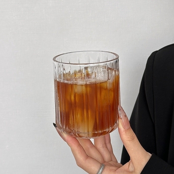 Ceașcă din sticlă cu model sabie pentru Americano rece, pahar transparent în stil Instagram pentru latte, sucuri și băuturi, fără mâner, pentru uz casnic