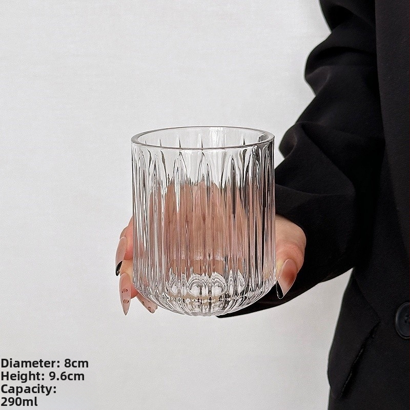 Ceașcă din sticlă cu model sabie pentru Americano rece, pahar transparent în stil Instagram pentru latte, sucuri și băuturi, fără mâner, pentru uz casnic