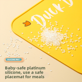 Placemat din silicon pentru pahare și farfurii — izolație termică, rezistentă la temperaturi înalte, pătrat, cu model rață.
