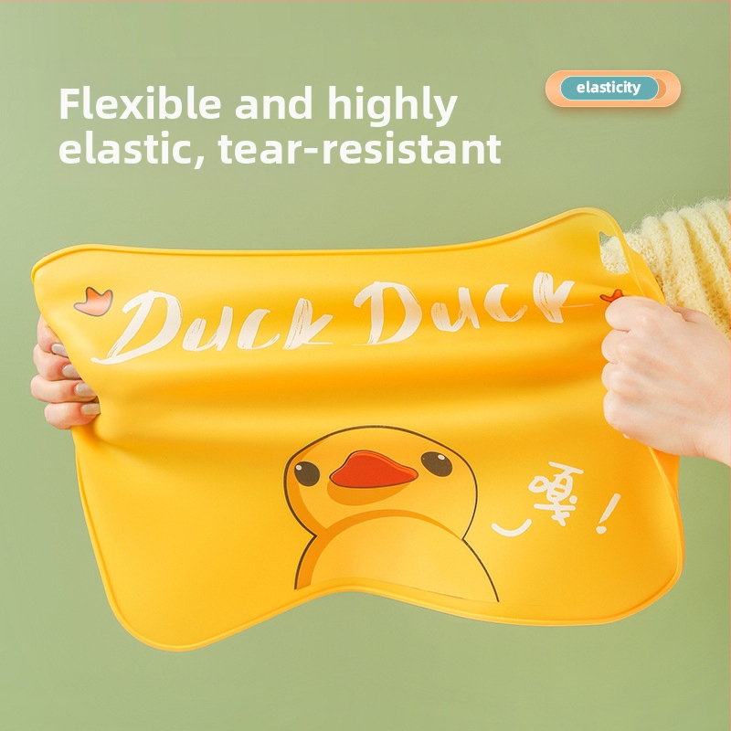 Placemat din silicon pentru pahare și farfurii — izolație termică, rezistentă la temperaturi înalte, pătrat, cu model rață.