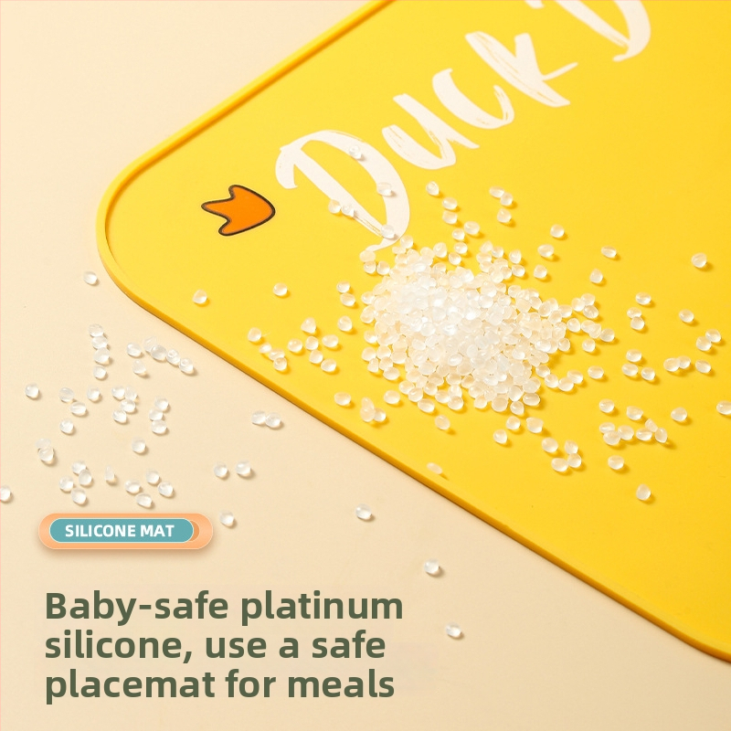 Placemat din silicon pentru pahare și farfurii — izolație termică, rezistentă la temperaturi înalte, pătrat, cu model rață.