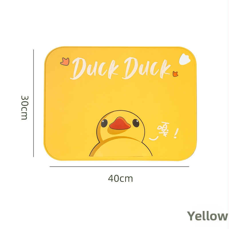 Placemat din silicon pentru pahare și farfurii — izolație termică, rezistentă la temperaturi înalte, pătrat, cu model rață.