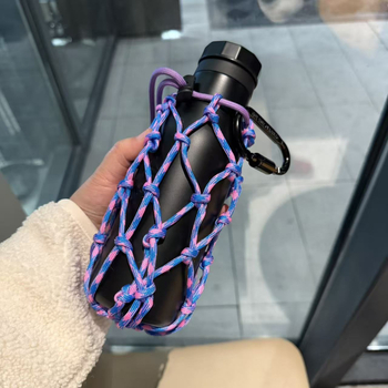 Geantă pentru sticlă de apă cu mâner, husă din paracord pentru drumeții, husă izolantă pentru pahar