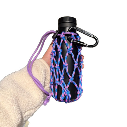 Geantă pentru sticlă de apă cu mâner, husă din paracord pentru drumeții, husă izolantă pentru pahar
