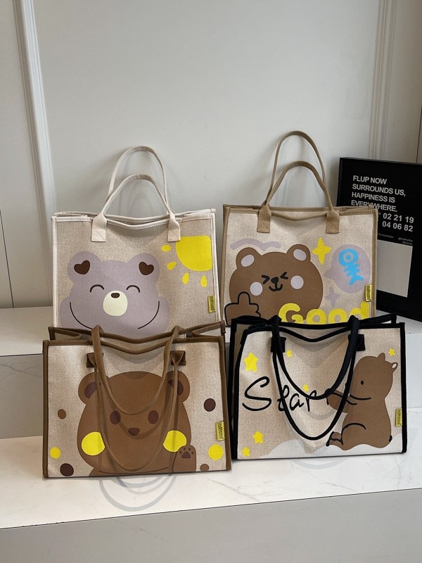 Geantă Tote cu imprimeu de desene animate în stil japonez, capacitate mare, potrivită pentru naveta zilnică