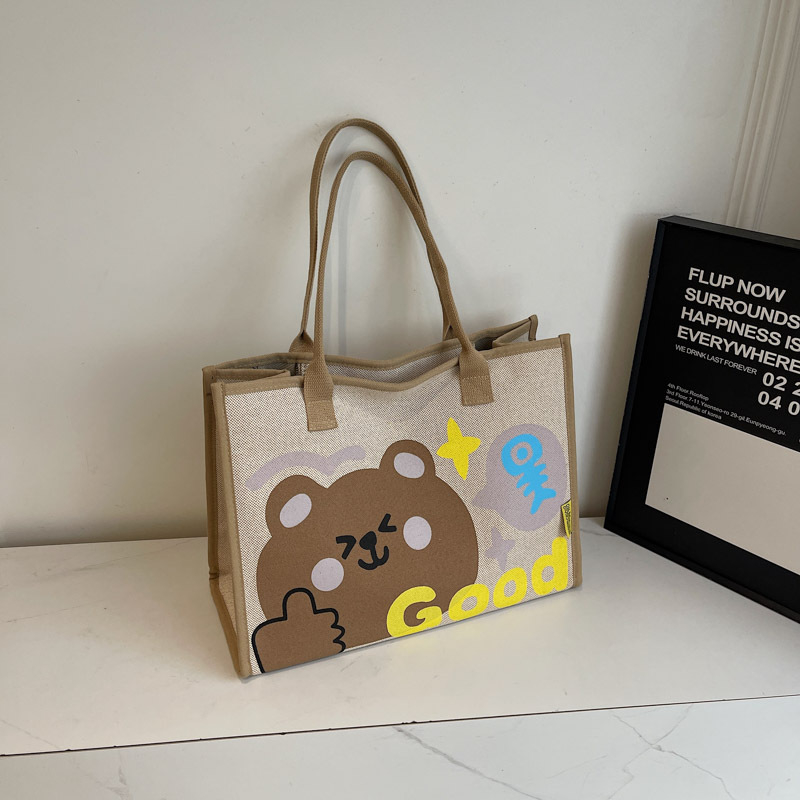 Geantă Tote cu imprimeu de desene animate în stil japonez, capacitate mare, potrivită pentru naveta zilnică