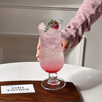 Pahar de sticlă pentru sucuri și cocktailuri, formă rotundă, stil modern minimalist, fără mâner și capac, culoare solidă