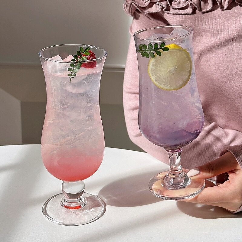 Pahar de sticlă pentru sucuri și cocktailuri, formă rotundă, stil modern minimalist, fără mâner și capac, culoare solidă