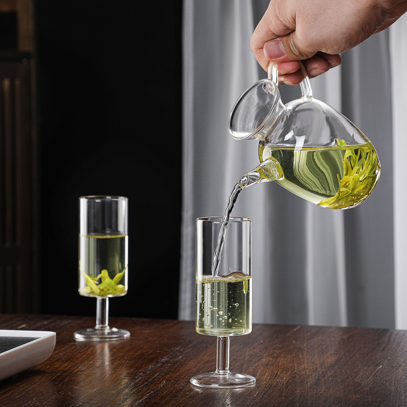Monkey Kui ceașcă de ceai din sticlă pentru ceai verde – stil japonez, pahar transparent înalt cu infuzor de ceai