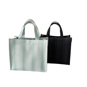 Geantă tote din pânză cu design color-block, capacitate mare, curele duble, închidere magnetică