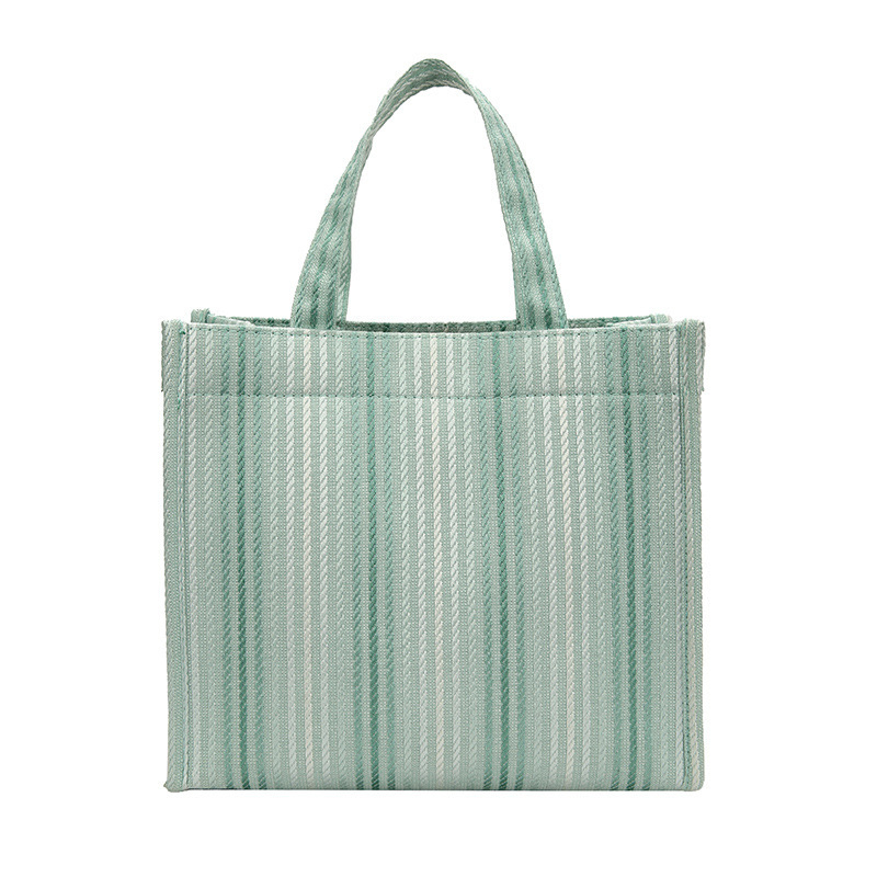 Geantă tote din pânză cu design color-block, capacitate mare, curele duble, închidere magnetică