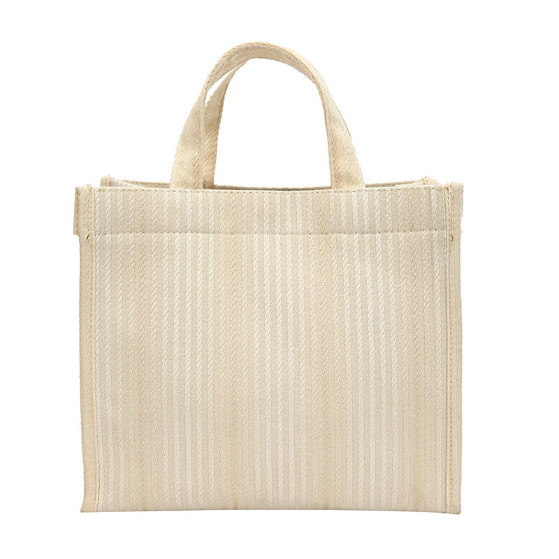 Geantă tote din pânză cu design color-block, capacitate mare, curele duble, închidere magnetică