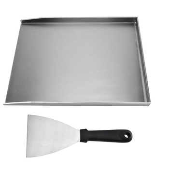 Placă pentru grătar din oțel inoxidabil, tigaie pentru prăjit și spatulă – set de unelte BBQ pentru exterior