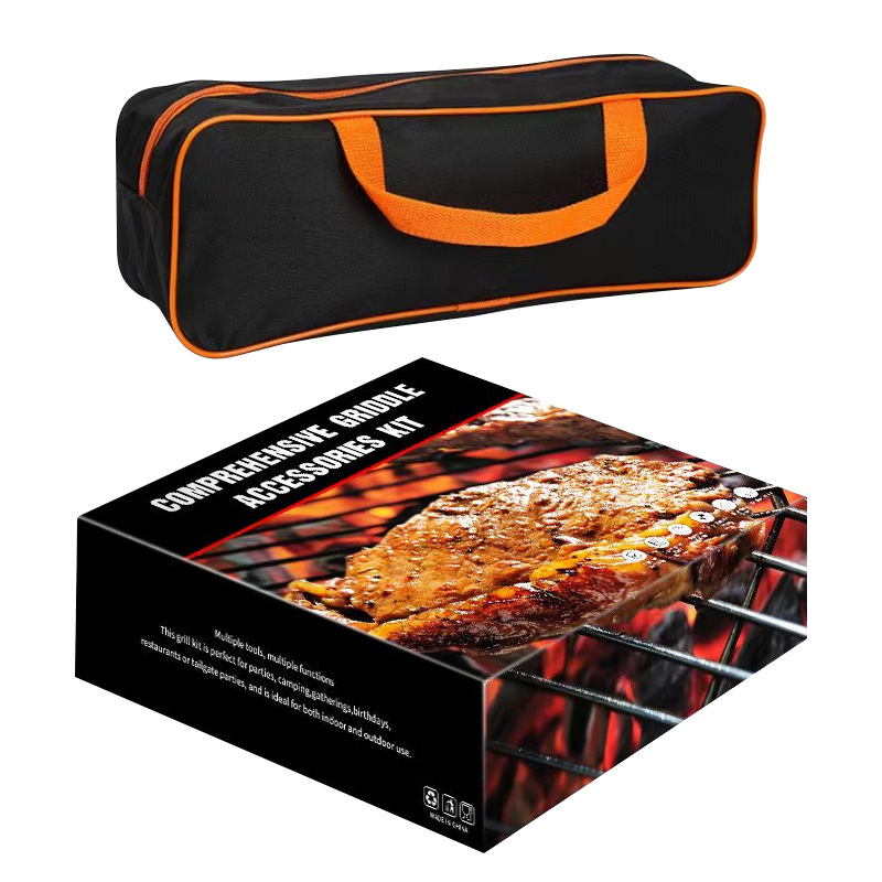 Set de unelte pentru grătar din oțel inoxidabil, pentru exterior, cu spatulă și plăcuță de grătar