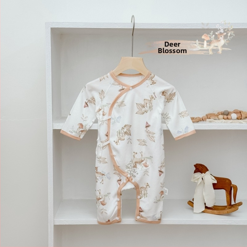 Bavlnený overal s dlhým rukávom pre bábätká, unisex novorodenecký overal, v štýle mníchov, celoročné