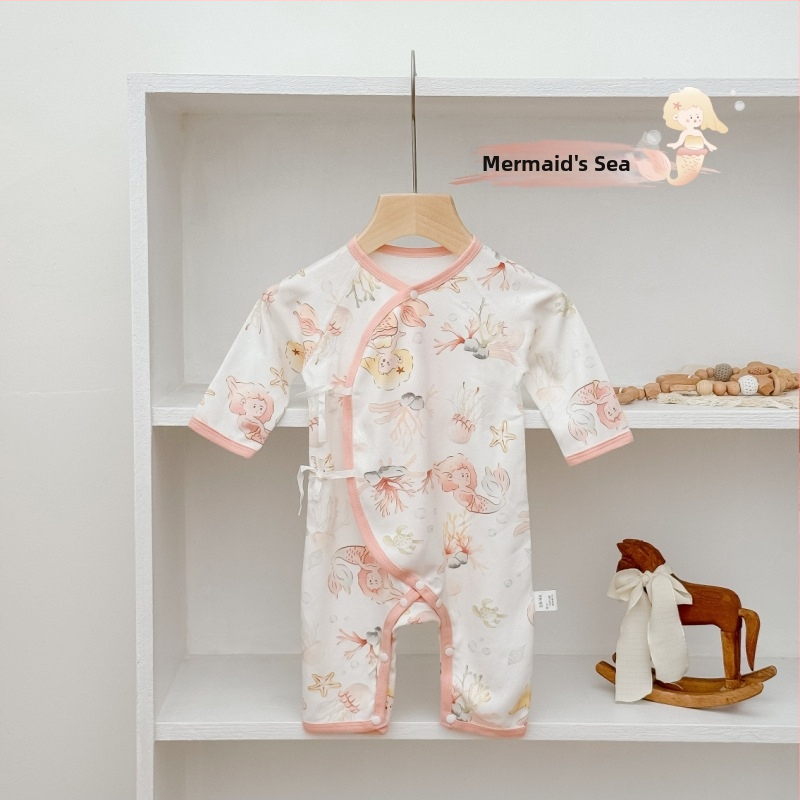 Bavlnený overal s dlhým rukávom pre bábätká, unisex novorodenecký overal, v štýle mníchov, celoročné