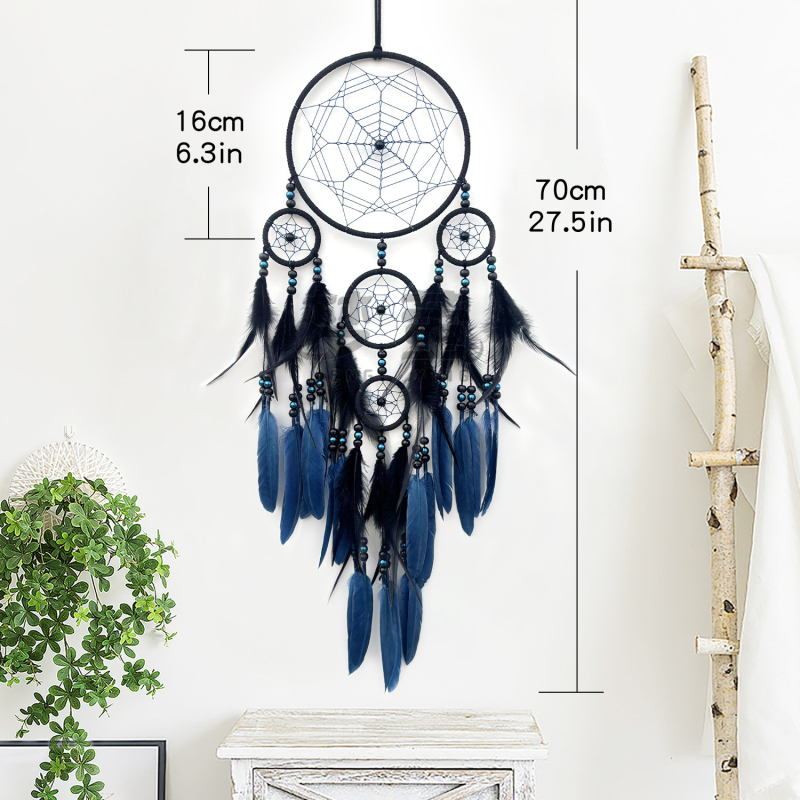 Dream catcher în stil indian – decor pentru dormitor cu pene, pandantiv lângă pat, clopoțel de vânt, cadou pentru fete și colegi