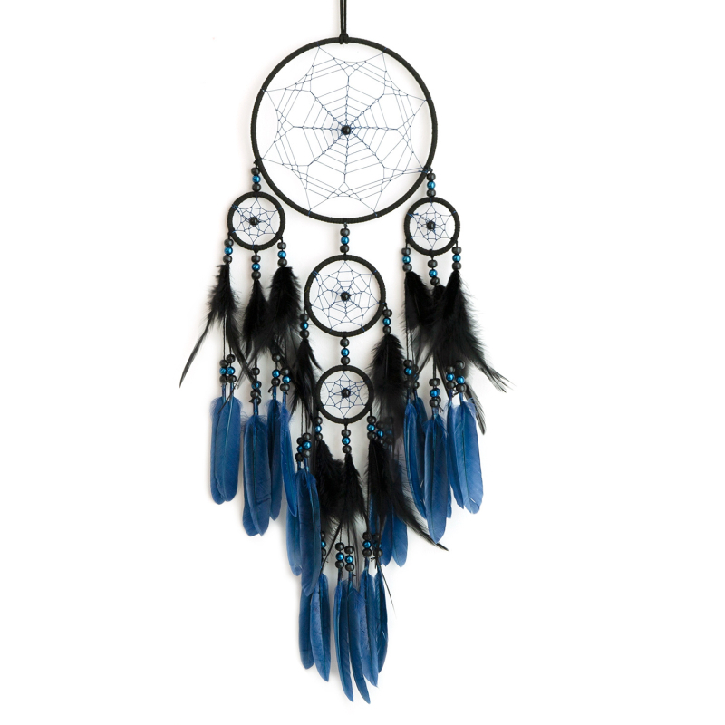 Dream catcher în stil indian – decor pentru dormitor cu pene, pandantiv lângă pat, clopoțel de vânt, cadou pentru fete și colegi